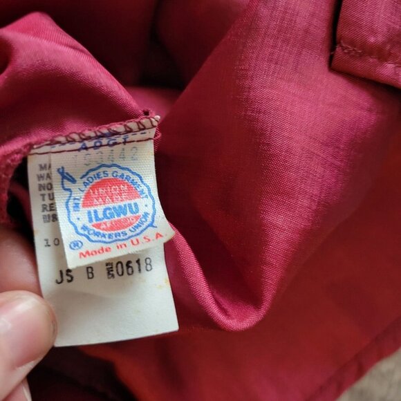 Vintage JH Collectibles Red Button Front Blouse High Neck Ruffle Women's Size 10 - Picture 7 of 8